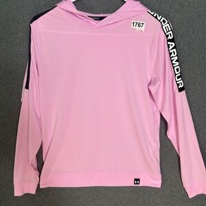 Under Armour Light Pink Performance Hooded Long Sleeve Top Girls Large
